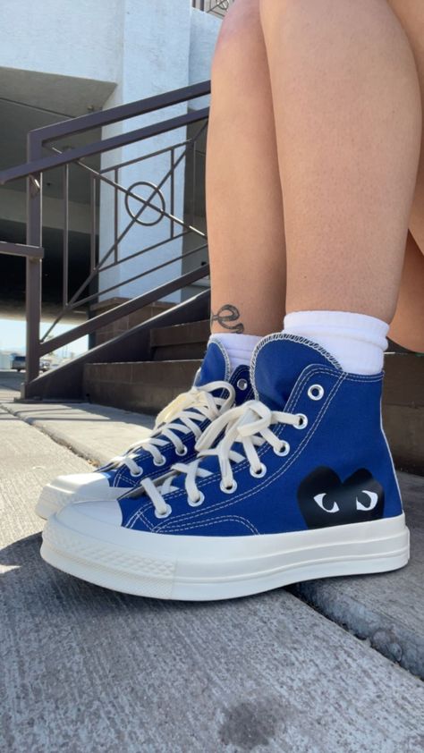 Tenis Aesthetic, Converse Cdg, Custom Converse Shoes, Converse 70s, Cdg Converse, Navy Converse, Converse Star Player, Preppy Shoes, Custom Converse