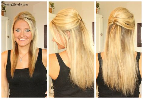 Half-up Half-down, Upside Down French Twist Hair Tutorial {With Video} Half Up Half Down Hair Tutorial, Straight Formal Hairstyles, Half Up Half Down Hair Prom, French Twist Hair, Wedding Hairstyles Half Up Half Down, Hair Videos Tutorials, Long Straight Hair, Half Up Hair, Formal Hairstyles