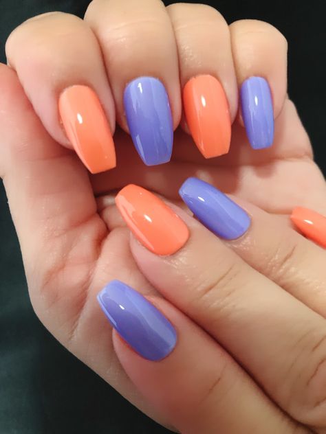 Purple And Orange Nails, Lavender Nail Polish, Bright Summer Acrylic Nails, Coffin Acrylic Nails, Lavender Nails, Vegan Nail Polish, Purple And Orange, Summer Acrylic Nails, Nails Summer