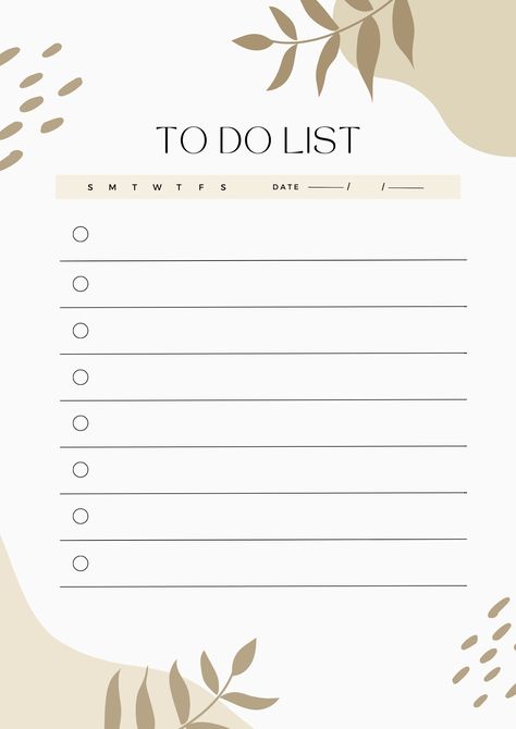 Todolist Planners, Todo List Template, Simple Daily Planner, Organization Notes, A4 Document, School Organization Notes, Todo List, Social Media Planner, White And Beige