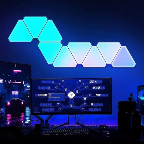 $10.79 40％ Off | LED Triangular Quantum Lamp RGB Wall Lamp Smart Pickup Rhythm Background Light For Bedroom Bedside Night Light Office Decoration Gaming Lights, Hiasan Bilik Tidur, China Lights, Light App, Background Light, Hiasan Bilik, Bilik Tidur, Light Magic, Office Lighting