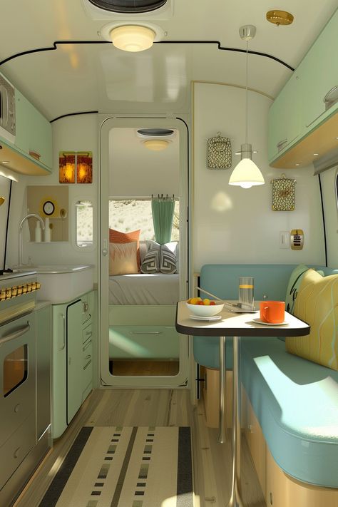 23 Creative Camper Remodel Ideas - Remodr Vintage Camper Bathroom Remodel, Canned Ham Camper Interior, Vintage Camper Decorating Ideas, Cheap Diy Camper Remodel, Retro Camper Remodel, Rv Camper Remodel, Old Caravan, Camper Remodel Ideas, Airstream Decor