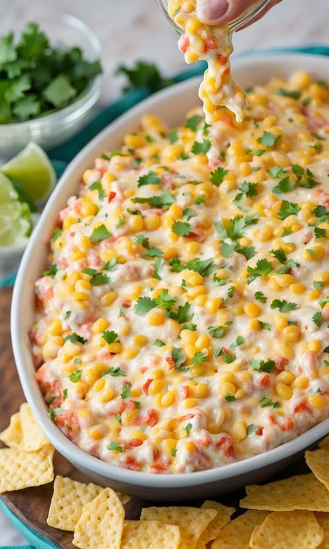 Discover the perfect Mexican Corn Dip recipe. Bursting with flavors from fresh cilantro, cheddar, and spicy Rotel, it's the ultimate party favorite! <a class="g1-link g1-link-more" href="https://easyinstantrecipes.com/ultimate-mexican-corn-dip/">More</a> Mexican Corn Dip Recipe, Corn Dip Recipe, Cheesy Corn Dip, Mexican Corn Dip, Best Broccoli Cheese Soup, Corn Dip Recipes, Mexican Dips, Mexican Snacks, Mexican Corn