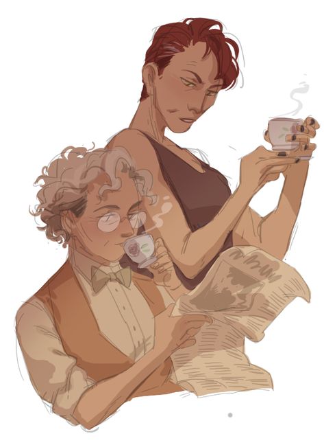 http://hattersarts.tumblr.com/post/179222753460/couple-of-book-scenes-with-ineffable-wives-i-rly Innefable Wives, Ineffable Wives Fanart, Fem Crowley, Ineffable Wives, Book Scenes, Crowley Aziraphale, Good Omens Book, Ineffable Husbands, Michael Sheen