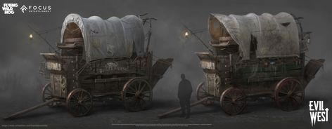 ArtStation - Covered wagon - Evil West, Kamila Kośmider Evil West, Covered Wagon, Old West, Concept Art, Art Design, Art