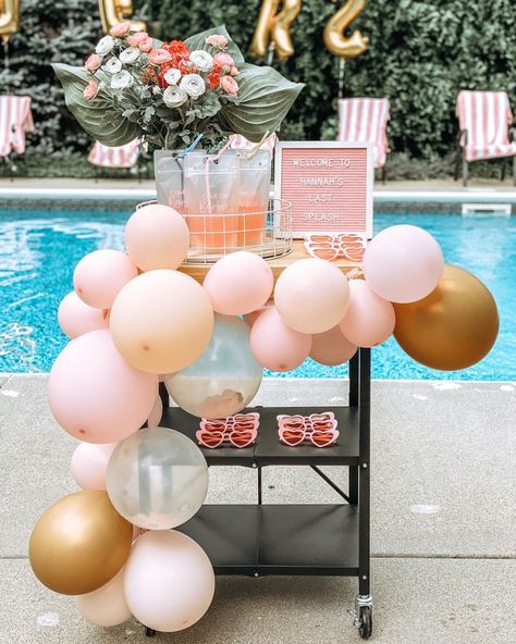 Autumn Merrae (@amerrae13) • Instagram photos and videos Pink And Gold Pool Party, Bride To Be Pool Party, Pool Bachelorette Party Decoration, Bridal Shower Ideas Pool Party, Bachelorette Pool Decorations, Pool Bach Party, Bachelorette Party Pool Ideas, Bachelorette Party Pool Party, Bachelorette Party Pool Decor