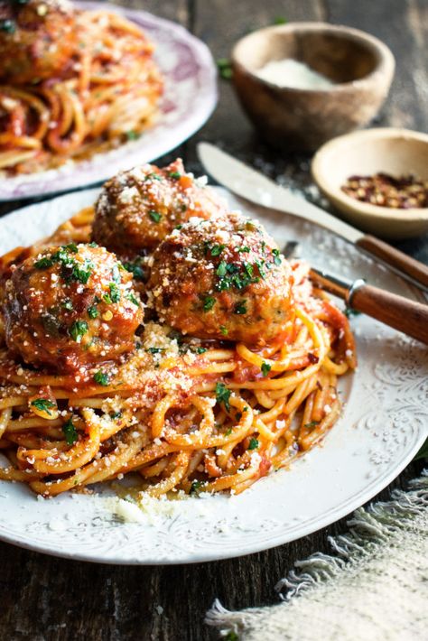 Fancy Spaghetti And Meatballs, Pasta And Spaghetti, Speggetti And Meatball, Italian Meatball Pasta Recipes, Spaghetti Recipes Meatballs, Spicy Spaghetti And Meatballs, Pasta With Meatballs Recipes, Meatballs Pasta Recipes, Healthy Spaghetti And Meatballs