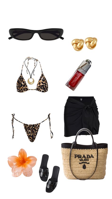 It girl inspo beach outfit, leopard print bikini, leopard beach outfit Leopard Bathing Suit, Outfit Dia, Rich Girl Outfits, Pool Vibes, Beach Fits, Beach Outfits, Girls Summer Outfits, Summer Bikinis, Vacation Mode