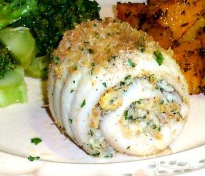 Rolled Flounder Fillets with Crabmeat Stuffing Recipe | TerisKitchen.com Flounder Fillet Recipes, Stuff Flounder Recipes, Crab Stuffing, Crabmeat Stuffing, Flounder Fish Recipes, Stuffed Flounder, Flounder Fillet, Flounder Recipes, Stuffed Fish