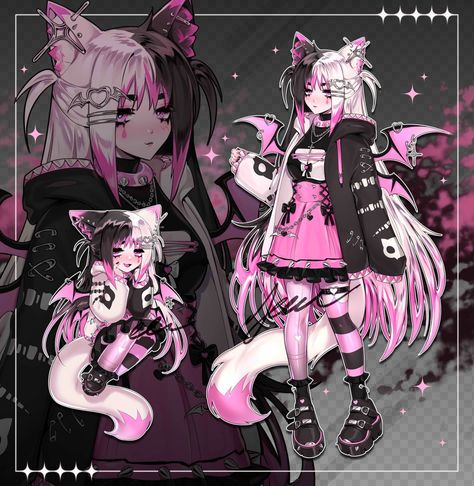 Goth Kawaii Art, Quirky Girl, Emo Art, Cute Anime Chibi, Cute Anime Profile Pictures, Cartoon Character Design, Commission Art, Creepy Cute, Grunge Style