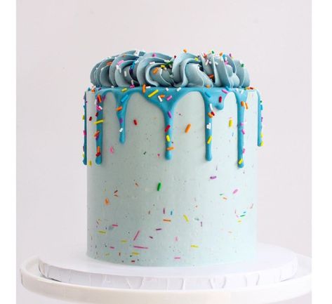 Boy Sprinkle Cake, Toddler Boy Birthday Cake, Blue Confetti Cake, Drip Smash Cake, White Birthday Cake With Sprinkles, White Sprinkle Birthday Cake, Blue Sprinkle Cake, Simple Sprinkle Birthday Cake, Blue Smash Cake