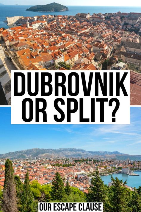 Trying to decide whether to visit Dubrovnik or Split as you plan a trip to Croatia? Here's what to know before you choose!  split vs dubrovnik | dubvronik vs split | split or dubrovnik croatia | dubrovnik or split croatia | planning a trip to croatia | croatia travel advice | croatia travel tips | croatia vacation tips | croatia travel destinations | places to visit in croatia | where to go in croatia | best cities in croatia | things to see in croatia | things to do in croatia | Things To Do In Croatia, Croatia Vacation, Croatia Dubrovnik, Split Croatia, Vacation Tips, Plan A Trip, Dubrovnik Croatia, Croatia Travel, Dubrovnik