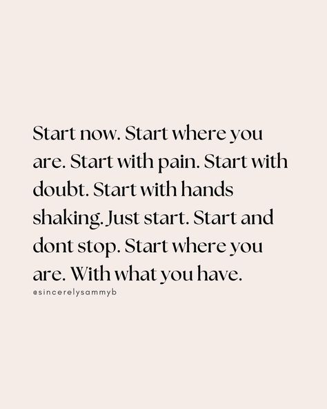 Just start. Drop a 🙏 if you needed this right now✨ Share with a friend who needs to hear this 🙏 Follow @sincerelysammyb for more. 🦋 @sincerelysammyb 🦋 @sincerelysammyb 🦋 @sincerelysammyb Women Empowerment, Boss Babe, Quotes, Mom Life, Entrepreneur Motivation, Mompreneur Life, sahm, Inspirational Quotes, Growth Mindset, Self-Care, Financial Freedom, Mindfulness, Success Quotes, Passive Income, Healthy Lifestyle, Spiritual Journey, Positive Mindset, Affirmation, Daily Inspiration, Millionai... Financial Freedom Quotes Mindset, Inspirational Quotes Growth, Boss Affirmations, Quotes Growth Mindset, Financial Freedom Quotes, Mompreneur Quotes, Quotes Growth, Quotes Mom, Affirmation Daily