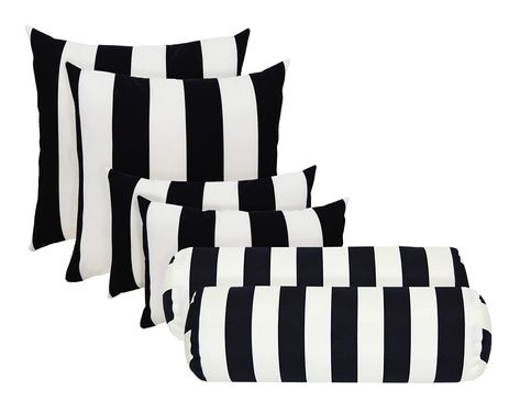 PRICES MAY VARY. Perfect for use both indoors and out! Decorative Pillow Sets Sophisticated & Functional Pillows Perfect for Indoor and Outdoor use Artistic Floral, Swaying Palms Aloe, Black/White Aztec, Black/White Stripe, Watermelon Wheel Made in USA RSH Decor Indoor / Outdoor Decorative Pillow Sets - Choose Color and Quantity (Black/White Stripe, 6) Patio Furniture Black, Black And White Patio, Neck Roll Pillow, Pillow Sets, Deck Decor, White Patio, Roll Pillow, Furniture Black, Patio Pillows