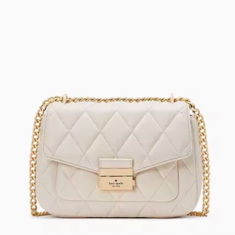 Pay In 4 Interest-Free Payments Of $39.50 With Paypal. Learn More. Brand New With Tag Color: Parchment Product Details Measurements 9.4" W X 6.2" H X 3" D Features Strap Drop: 20.5" On Hardware Logo Closure Type: Flap With Push Lock Closure Dust Bag Included: No Interior: Back Zip Pocket Exterior: Front Slip & Back Zip Pocket Materials Quilted Leather Quilted Leather Lining: Two Way Spade Jacquard Lining Imported Style Number Ka767 Kate Spade Shoulder Bag, Flap Shoulder Bag, Kate Spade Purse, Bag Light, Small Quilts, Kate Spade Handbags, Quilted Leather, Kate Spade Bags, Kate Spade Bag