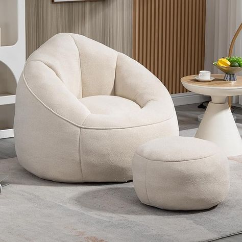 Amazon.com: Sudwesto Bean Bag Sofa, Microfiber Upholstered Bean Bag Couch with Petal Back, Padded Lazy Sofa with Footstool, Memory Foam Stuffed Bean Bag Couch for Living Room, Bedroom, Apartment (Beige) : Home & Kitchen Lazy Boy Sofas, Giant Bean Bag Chair, Bean Bag Couch, Adult Bean Bag Chair, Giant Bean Bags, Bean Bag Sofa, Lazy Sofa, Bean Bags, Bag Chair