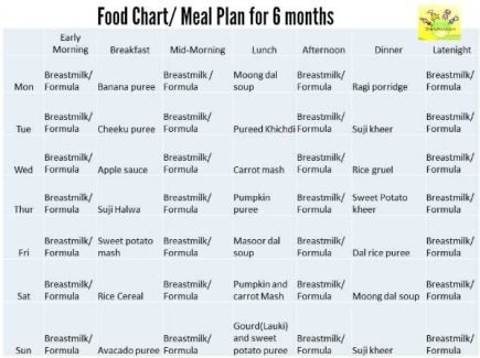 6 Month Baby food chart Indian Food Chart, 6 Month Baby Food Chart, Indian Baby Food Recipes, Baby Food Guide, Baby Meal Plan, Baby Food Schedule, 6 Month Baby Food, Healthy Meal Plan, Baby Food Chart