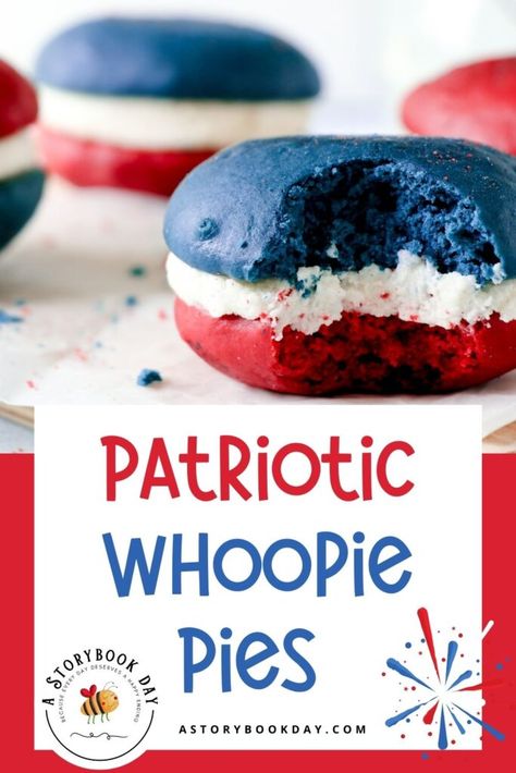 Fourth Of July Mini Pies, Fourth Of July Whoopie Pies, 4thof July Desserts Easy, Red White And Blue Whoopie Pies, 4th Of July Whoopie Pies, 4th Of July Bake Sale Ideas, Fourth Of July Pie, 4th Of July Pie Recipes, Fourth Of July Baking