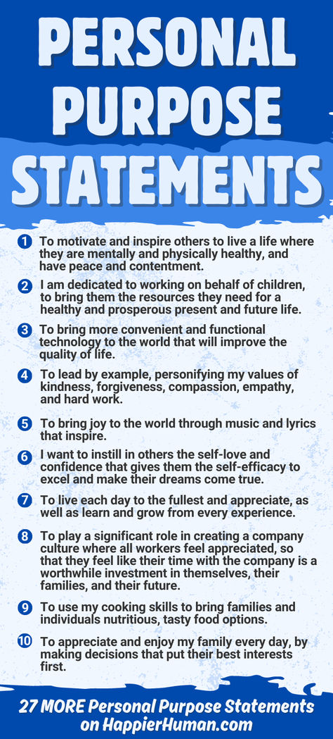 Unlock the secret to a more meaningful existence with our collection of 37 personal purpose statement examples and ideas. Whether you're at the beginning of your self-improvement journey or looking to deepen your commitment to purposeful living, these powerful statements will guide and inspire you towards personal growth. Perfect for anyone passionate about transforming their life and embracing their true potential. Persona Growth |Self Improvement Journey |Purposeful Living Purpose Statement Examples, Personal Improvement Plan, Powerful Statements, Purpose Statement, Goals 2024, Purposeful Living, Self Help Skills, Coaching Skills, Growth Mindset Quotes