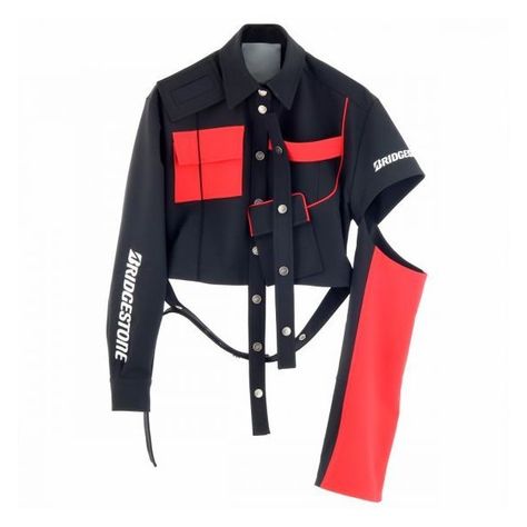 Black And Red Techwear, Red Techwear, Black And Red Clothes, Pakaian Hipster, Red And Black Jacket, Techwear Jacket, Mode Chanel, Red 40, Workwear Jacket