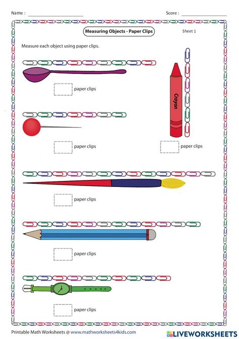 Measuring Length Worksheet Grade 1, Measuring Length Worksheet, Math Measurement Activities, Kindergarten Measurement, Nonstandard Measurement, Measurement Kindergarten, Worksheets For Class 1, Measuring Length, Measurement Worksheets