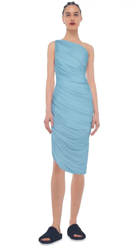 Shop the Norma Kamali Diana Dress Norma Kamali Diana Dress, Diana Gown, Dress Hack, Gown One Shoulder, Diana Dress, Norma Kamali Dress, Twist Shirt, Carrie Dress, Powder Blue Color