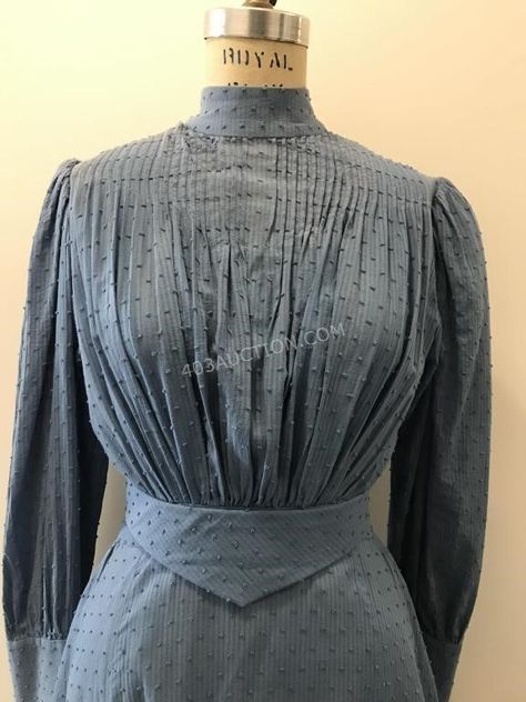 Diana Barry - Blue And Embroidered Dot Dress | Principal Liquidators Inc Edwardian Shirt Waist, Silent Sky, Historical Clothing Patterns, Edwardian Dresses, Diana Barry, White Pinafore, Broadway Costumes, 1890s Fashion, 1900s Fashion