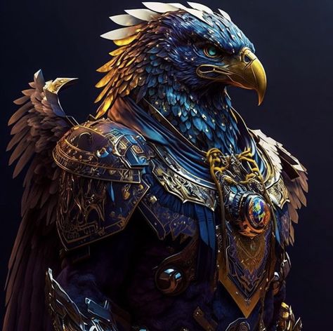 Eagle Humanoid, Blue Avians, Eagle Warrior, Mythical Creatures Fantasy, Beast Creature, Humanoid Creatures, Alien Concept Art, Alien Creatures, Dungeons And Dragons Characters