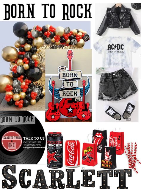 2nd Birthday Music Theme, Motley Crue Birthday Party Theme, Rock N Roll Baby Birthday, Heavy Metal First Birthday, Rocking One Birthday, Rockstar Birthday Party Girl, Rock And Roll 2nd Birthday, Classic Rock Birthday Party Ideas, Born Two Rock Birthday Party