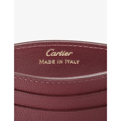 Find CARTIER Must De Grained-leather And Stainless Steel Card Holder 1 Size on Editorialist. The Must de Cartier collection is all about accessories that stand the test of time. Even the smallest of accessories like this Cartier card holder? Absolutely. Pebbled calf leather gives this piece a subtly grained textured, accented with stainless steel gilded edges and the Cartier logo stamped to the front. All those cards will need a home – there’s space for plenty inside, along with one flat pocket. It certainly makes light work of errands.| Cartier grained-leather card holder100% calf leatherOpen topTwo credit card pockets, one flat pocket, Cartier logo, stainless steel edgesHeight 9.5cm, width 18.8cmSpecialist leather cleanMade in ItalyArrives in brand’s iconic packagingCartier prides itself Cartier Card Holder, Cartier Logo, Cartier Collection, Light Work, Branded Wallets, Peacock Green, How To Make Light, Logo Stamp, Card Holder Leather