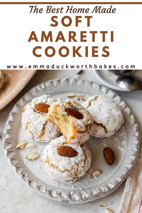 Italian Soft Amaretti Cookies Almond Biscuits Italian, Amaretti Cookies Italian, Soft Amaretti Cookies, Nutty Cookies, Almond Liquor, Almond Biscuits, Amaretti Cookies, Italian Cookie Recipes, Almond Flour Recipes