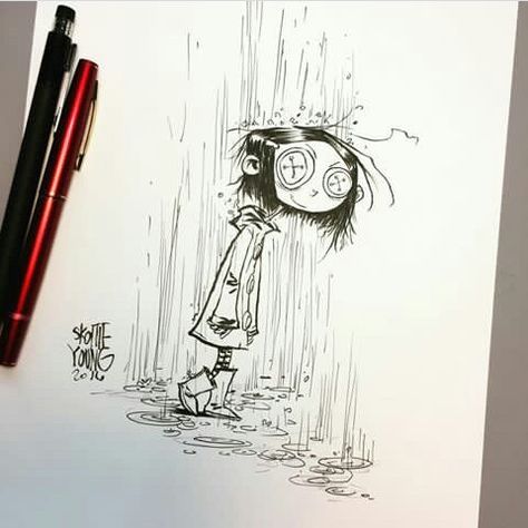 Coraline Button Eyes, Coraline Button, Coraline Drawing, Coraline Art, Arte Doodle, Skottie Young, Tim Burton Art, Creepy Drawings, Young Art