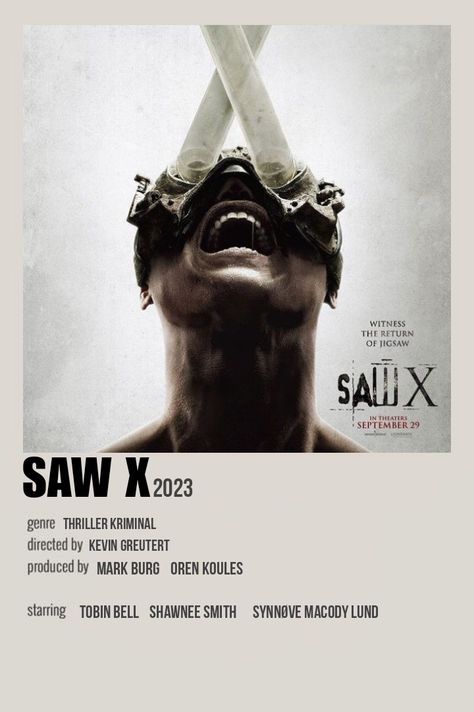 Saw X Movie Poster, Saw X Movie, Saw X Poster, X Polaroid Poster, Horror Movie Polaroid Poster, Film Checklist, Saw Poster, Movies Minimalist, Polaroid Posters