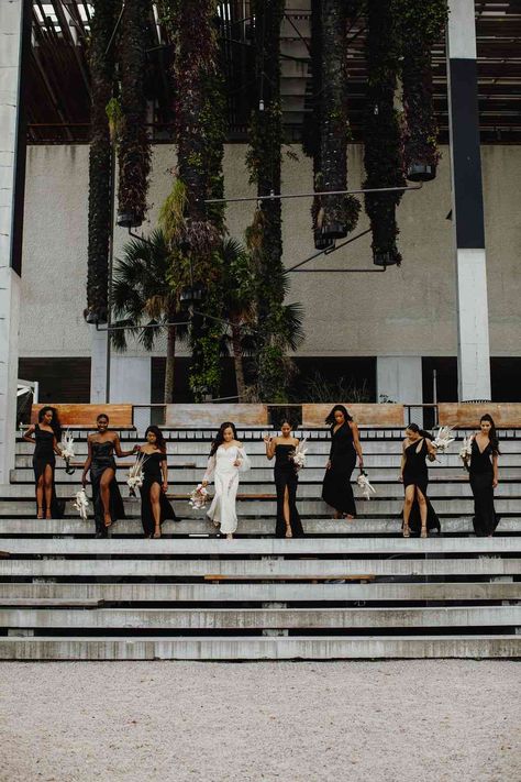 Black Tie Wedding Black People, Black People Weddings, Group Posing, Wedding Squad, Perez Art Museum, Wedding Shot List, Black And White Wedding Theme, Art Museum Wedding, Modern Wedding Venue