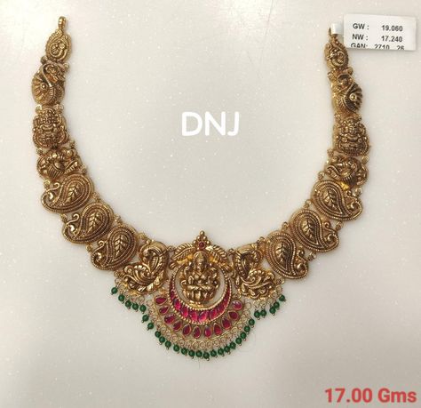 15 Grams Gold Necklace Design, Gold Choker Necklace Indian Antiques, Festive Gold Temple Necklace Choker, Traditional Gold Plated Choker Necklace, Festive Gold Temple Jewelry Choker, Gold Temple Jewelry Choker With Intricate Design, Simple Necklace Designs, Gold Jewels Design, Bridal Jewellery Earrings