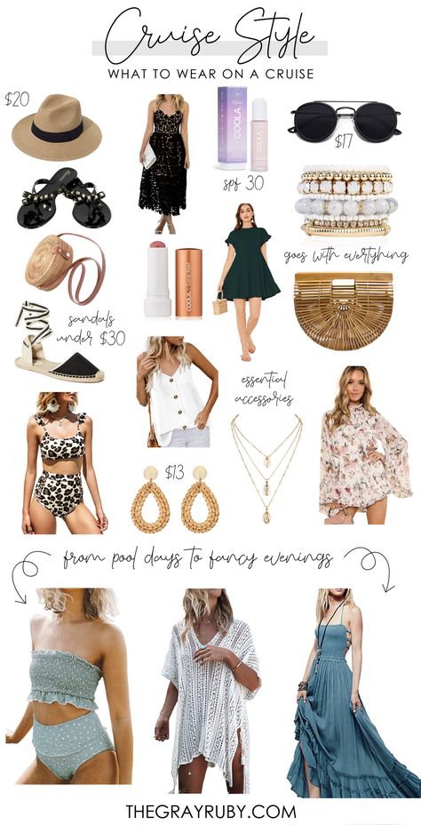 What To Wear On A Cruise - The Gray Ruby Diaries Mexico Cruise Outfits, Carribean Cruise Outfits, Cruise Outfits Bahamas, Plus Size Cruise Outfits, Cruise Ship Outfits, Summer Cruise Outfits, Cruise Outfits Caribbean, Cruise Style, Mexico Vacation Outfits