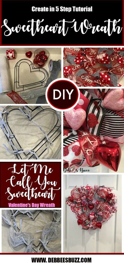 Create a charming heart-shaped deco mesh and ribbon wreath for Valentines Day to decorate your home or give as a gift to someone special. Valentine Wreath Craft, Heart Wreath Diy, Wreaths Mesh, Valentine Mesh Wreaths, Ribbon Wreath Diy, Saint Valentin Diy, Valentines Bricolage, Diy Valentines Day Wreath, Valentine Wreath Diy