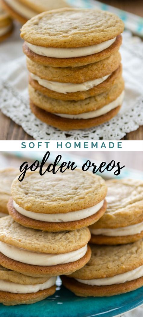 Golden Oreo, Crazy For Crust, Low Carb Brownies, Oreo Recipes, Vanilla Cookies, Vanilla Frosting, Sandwich Cookies, Sweets Treats, Healthy Dessert