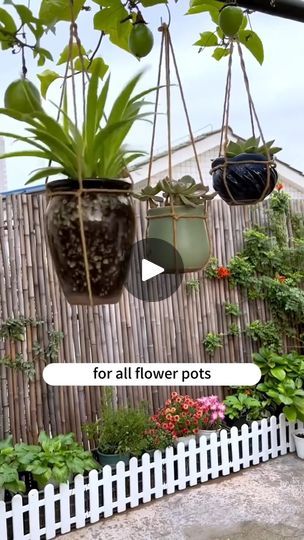 Garden Pot Plants, Rope Planter, Planter Hanger, Space Garden, Boho Patio, Garden Plant Pots, Planting Tips, Plant Hacks, Pot Hanger