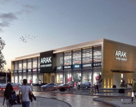 Ahmed Medhat on Behance Shopping Plaza Design, Shopping Complex Design, Shops Elevation, Shops Exterior, Commercial Building Exterior, Mall Outside, Market Exterior, Mall Building, Shopping Center Architecture