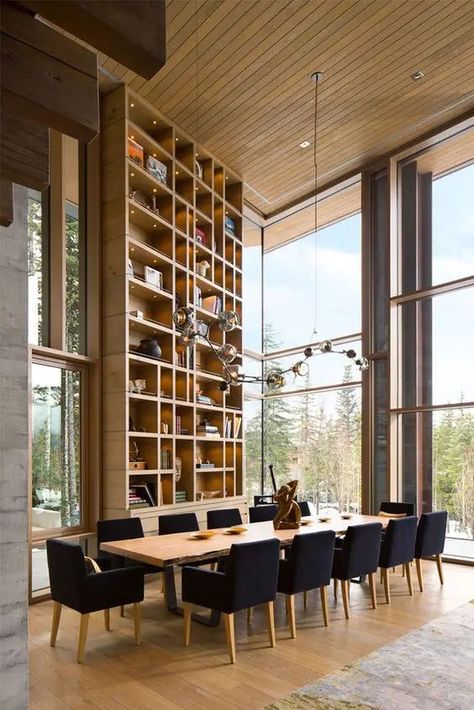 Open Space Architecture, Tall Wall Decor, Lindsey Adelman, Interior Design Dining, Tall Bookcase, Home Library Design, Home Libraries, Space Architecture, Whistler