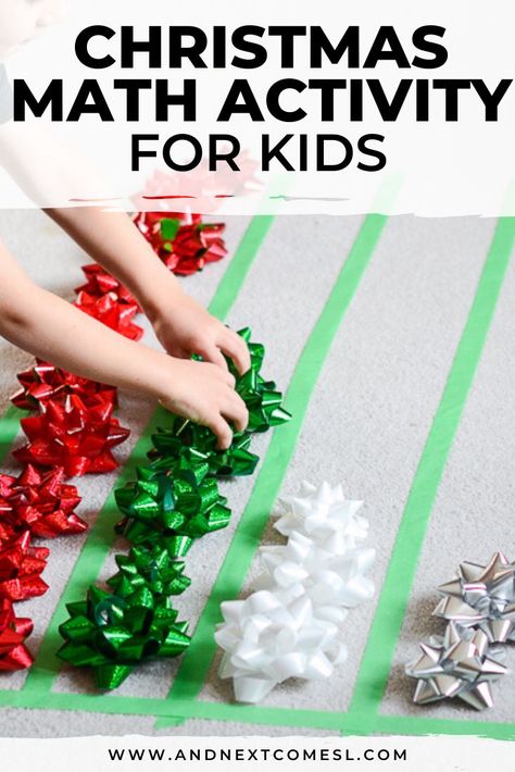 Looking for Christmas math activities for preschool or kindergarten? Then this Christmas graphing activity is perfect! It's a great way to teach kids how to graph using gift bows. #christmas #mathactivities #math #preschool #kindergarten Math Activity For Preschool, Math Activities For Toddlers, Math Preschool, Christmas Activities For Toddlers, Christmas Math Activities, Christmas Learning, Preschool Christmas Activities, Activity For Preschool, Christmas Units