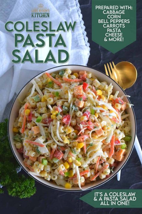 For those times when you're not sure if you want a coleslaw or a pasta salad, make them both - together! All of the tanginess and sweetness that you love in a crunchy coleslaw, coupled with the savoury, homestyle taste of a classic pasta salad! Why have just the one when you can have both? #coleslaw #pastasalad #macaronisalad #summerside #vegetarian #sidedish #meatless #macaronisalad #salad Coleslaw Pasta Salad, Coleslaw Pasta, Crunchy Coleslaw, Classic Pasta Salad, Coleslaw Recipe Easy, Coleslaw Salad, Wax Beans, Bathroom Tips, Cold Pasta