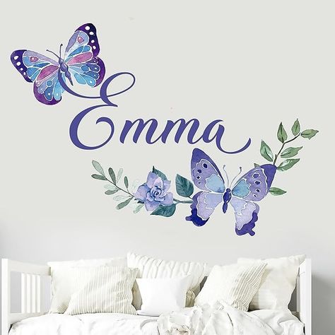 Amazon.com: PrintsbyDM Custom Name Butterfly Wall Decal- Girls Room Wall Decor - WM531. Custom Name Removable Nursery Wall Decal for Girl - Flower Mural Wall Decal for Girls Bedroom : Baby Name Wall Art Nursery, Flower Mural Wall, Wall Decals Girls Room, Butterfly Bedroom, Bedroom Boy, Butterfly Room, Girls Room Wall Decor, Boy Girl Bedroom, Flower Mural