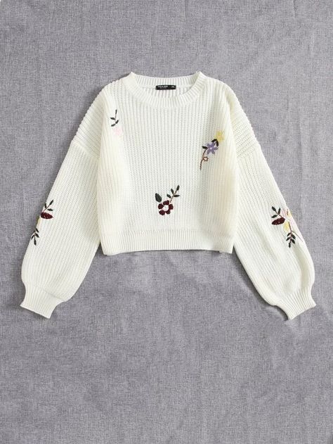 Cute Winter Tops, Monica Outfits, Aesthetic Wishlist, Korean High School, Tops For Teens, Dress Your Truth, Tops Winter, Korean Tops, Embroidery Sweater