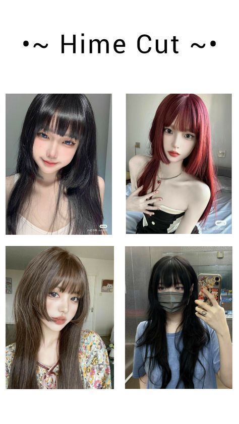 Hime Haircut Long, Emo Shag, Hime Haircut, Pretty Hair Cuts, Hime Cut, Shaggy Short Hair, Hair Inspiration Long, Dyed Hair Inspiration, Hair Inspiration Short