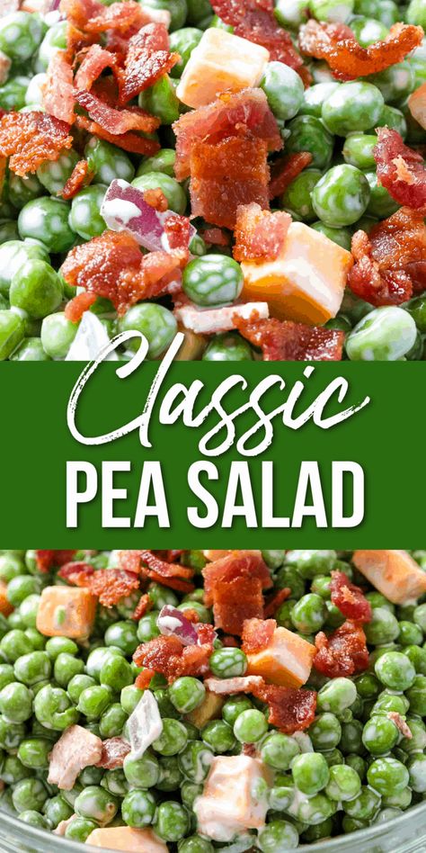 Peas Bacon, Green Pea Salad, Southern Side Dishes, Pea Salad Recipes, Pea Salad, Side Dish Recipes Easy, Pea Recipes, Mouthwatering Recipes, Red Onions