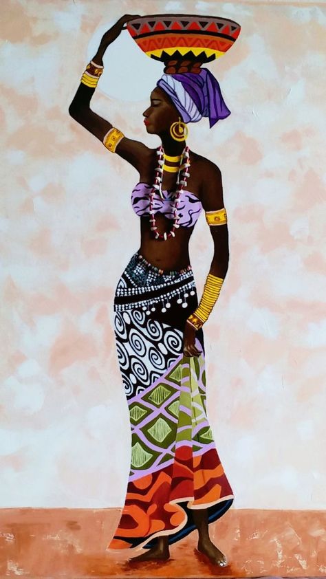 African Drawings, African Women Painting, Africa Art Design, African Artwork, African Women Art, Afrique Art, African Paintings, Afrikaanse Kunst, Mandala Art Therapy