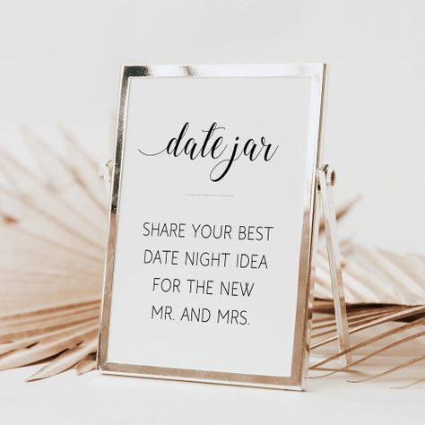 $11.65 | Best Date Idea Jar Wedding Advice Sign - bridal shower sign, wedding shower game, guest book sign, date jar sign, best date ideas sign, date ideas for newlyweds, date suggestions, ideas for dates, date night jar sign, elegant Date Idea Jar, Date Night Idea Jar, Game Guest Book, Dates In A Jar, Date Jar, Date Night Jar, Date Idea, Wedding Shower Games, Sign Dates