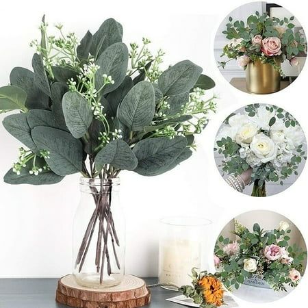 Diy Floral Arrangements Wedding, Faux Greenery Decor, Floral Bouquets Wedding, Table Centerpiece Decorations, Greenery Decor, Feuille Eucalyptus, Eucalyptus Branches, Holiday Greenery, Artificial Eucalyptus